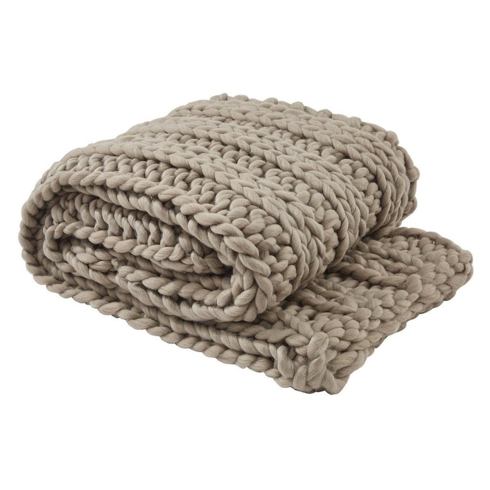 Park Designs Chunky Ribbed Knit Throw- Mushroom